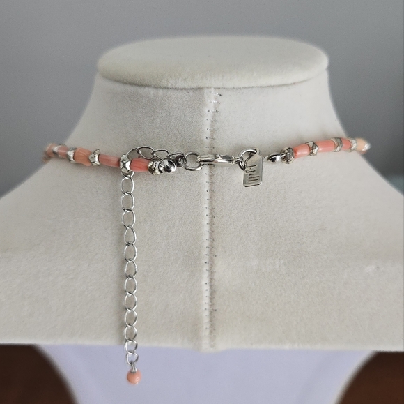J.Jill Preppy Pink Coral & Silvertone Charm Necklace - Picture 5 of 9